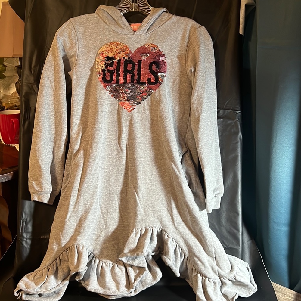 KidBox Brand Girls Hooded Sweatshirt Dress